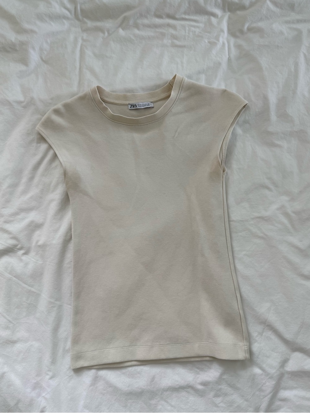 Zara Cream Mock Neck T Shirt